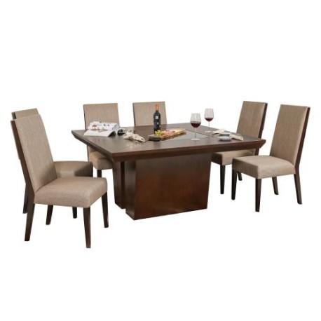 Comedor Palax De Madera Para 8 Personas Cuadrado Mesa Y Sillas De Tela Color Café