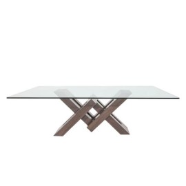 Mesa Vemer Con Base De Madera Y Cubierta De Cristal Rectangular 19Mm