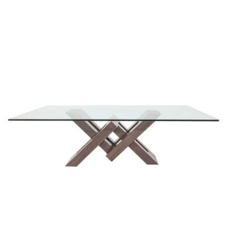 Mesa Vemer Con Base De Madera Y Cubierta De Cristal Rectangular 19Mm