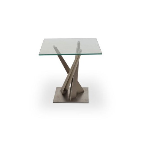 Mesa Lateral Amalfi Base De Metal Con Cristal