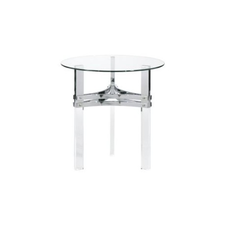 Mesa Lateral Braddoni De Cristal Detalle Metal Marca Ashley Furniture