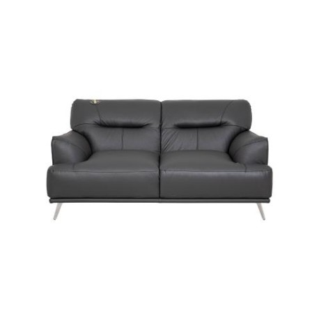 Love Seat Bend De Piel Italiana Color Gris