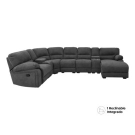 Sala Esquinera Memphis Reclinable De Tela Color Gris