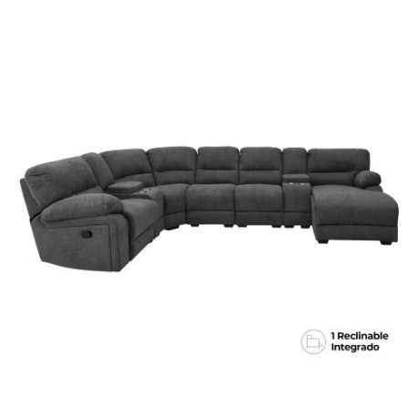 Sala Esquinera Memphis Reclinable De Tela Color Gris