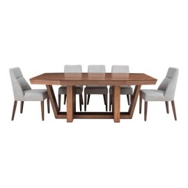 Comedor Harlow De Madera Acabado Nogal Para 8 Personas